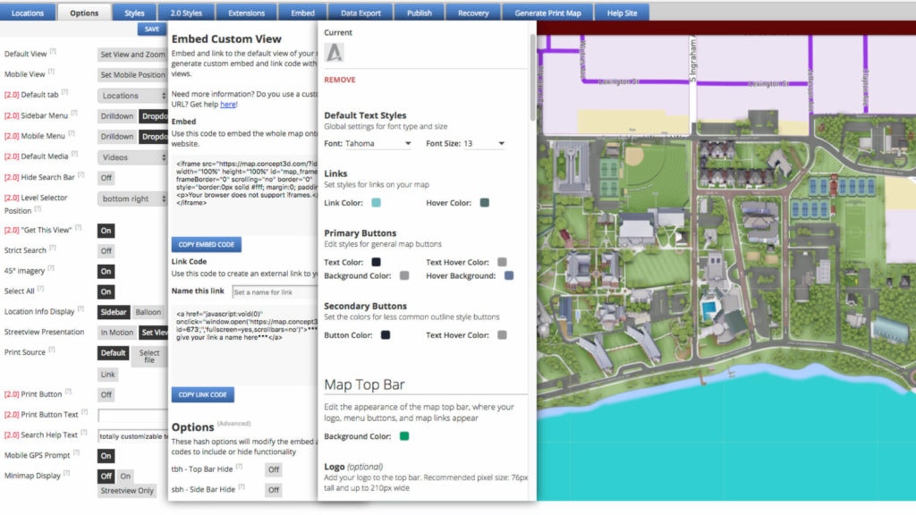 Interactive map customization screen