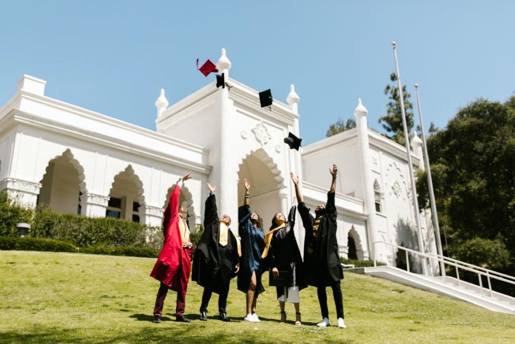 Graduating students on commencement day