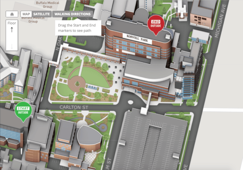 Interactive 3D hospital campus map