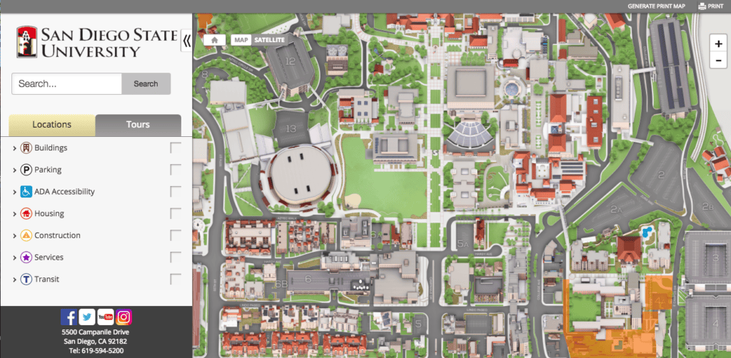 Interactive SDSU campus map