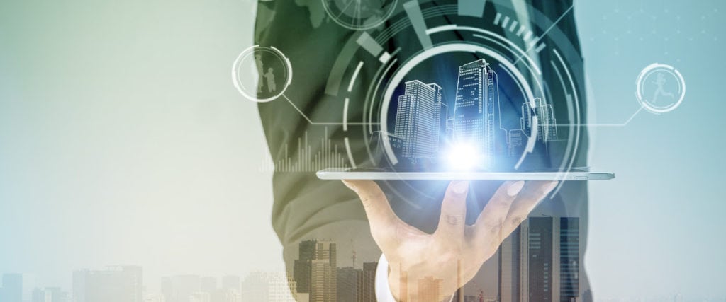 Businessman using futuristic technology