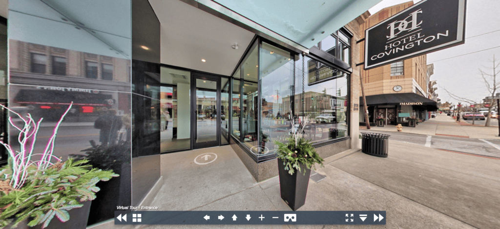 Virtual tour of Hotel Covington's entrance