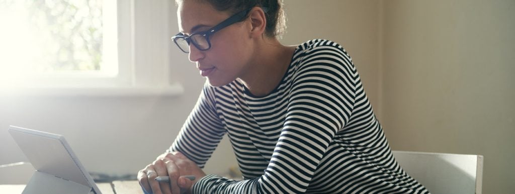 Girl working on smart device