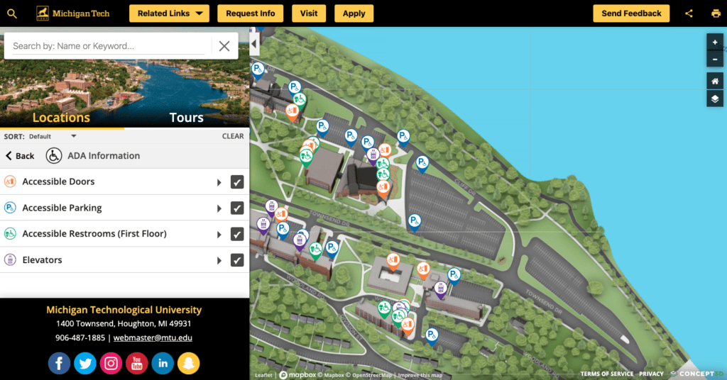 Michigan tech university Accessibility map