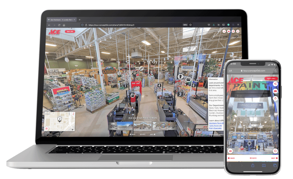 Interactive 360° virtual store tour