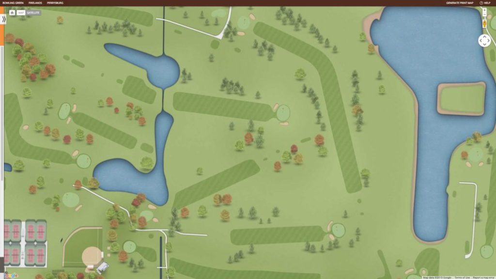 Aerial view of a golf course