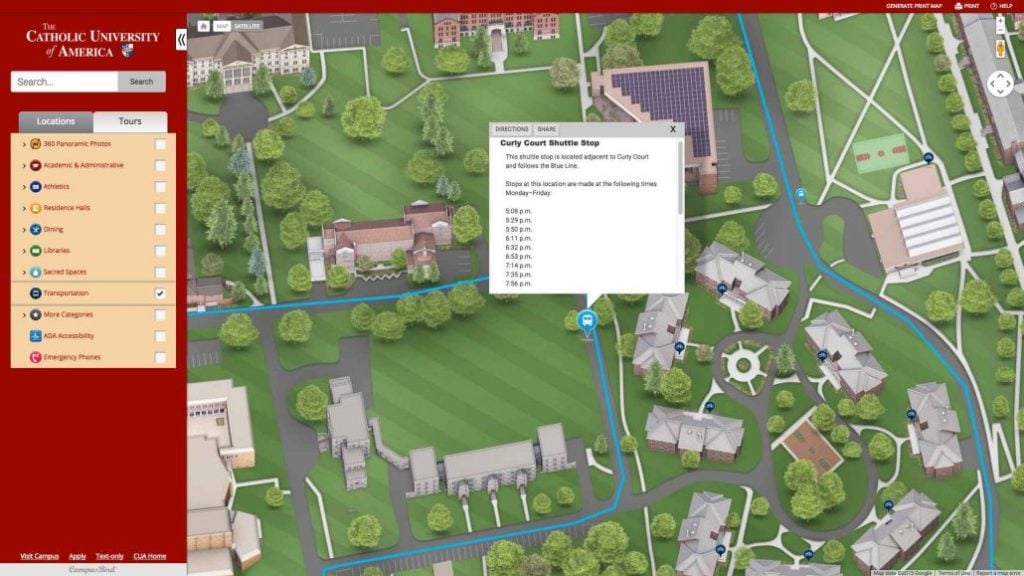 Catholic University interactive map