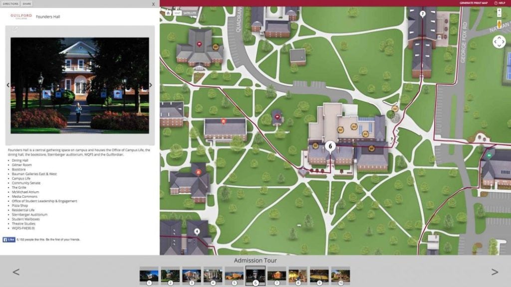 Interactive map of Guilford College campus