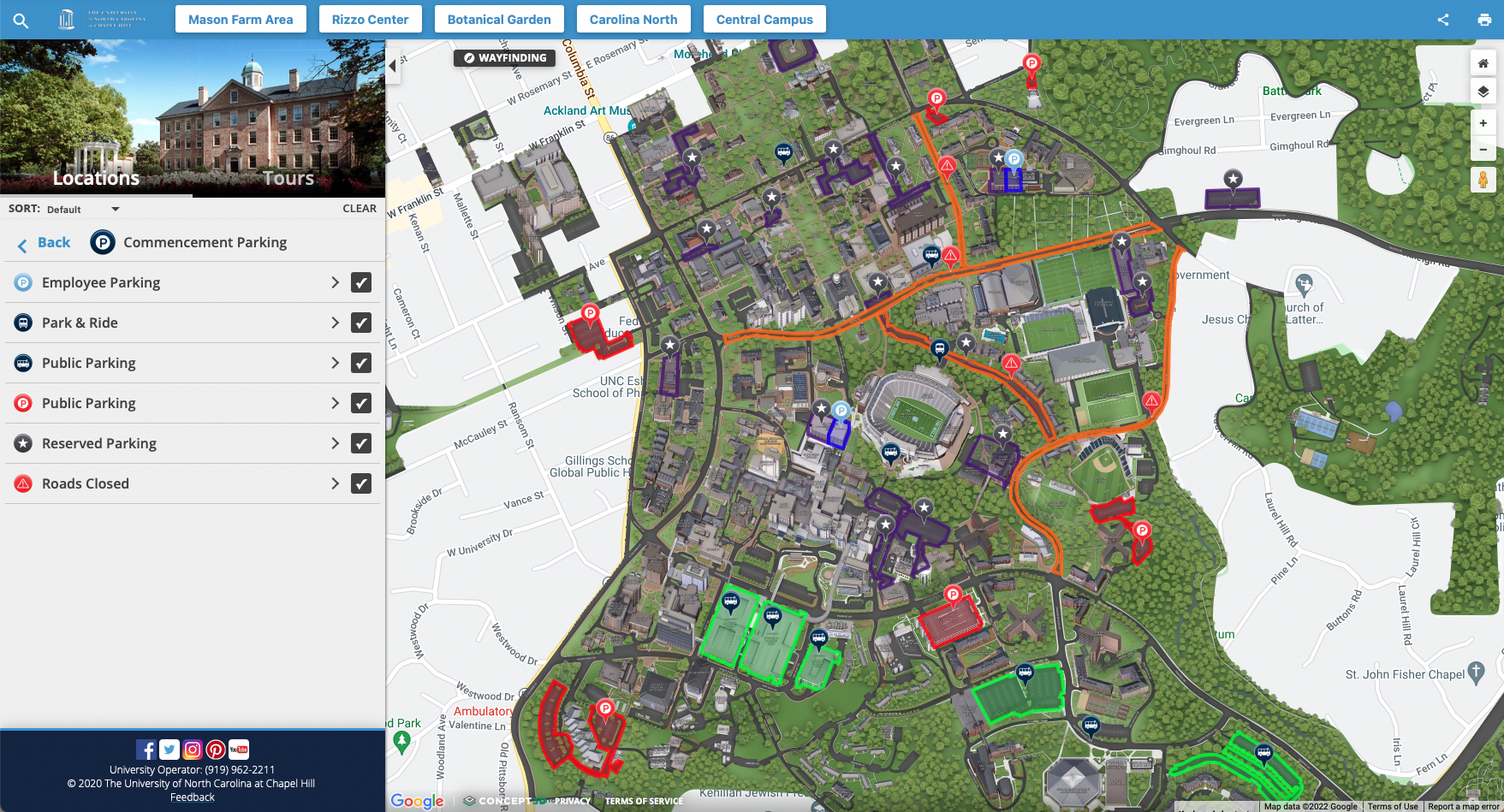 UNC Chapel Hill Interactive Map Commencement Day category