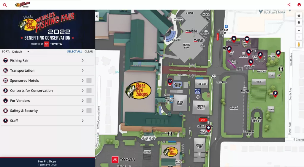 Screenshot of world fishing fair interactive map for events
