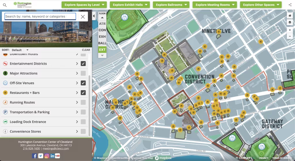 Screenshot showing the categories you can add to your interactive map
