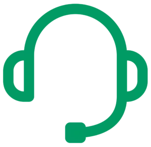 Icon of a headset with a microphone, depecting client services.