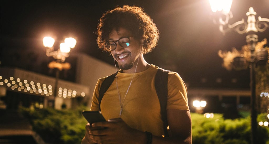 Student using facilities campus map