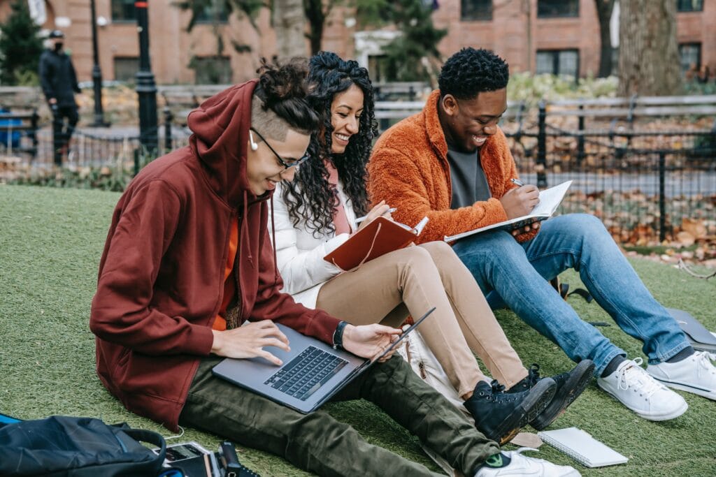 College students studying together