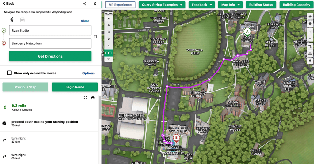 View of attractive map with wayfinding features
