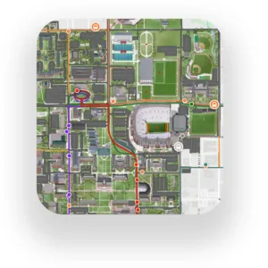 Map showing grounds and buildings of a university