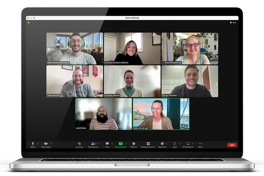 Screenshot of a zoom meeting with all the client success managers.