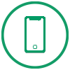 Green circle with an icon of a phone in the middle.