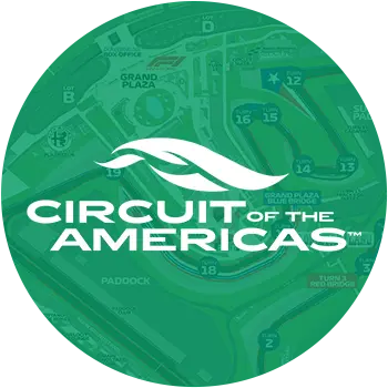 Green circle with circuit of americas logo on it