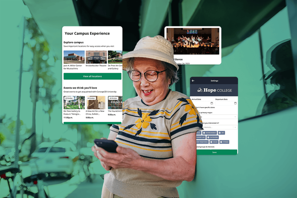 Older woman looking at her phone