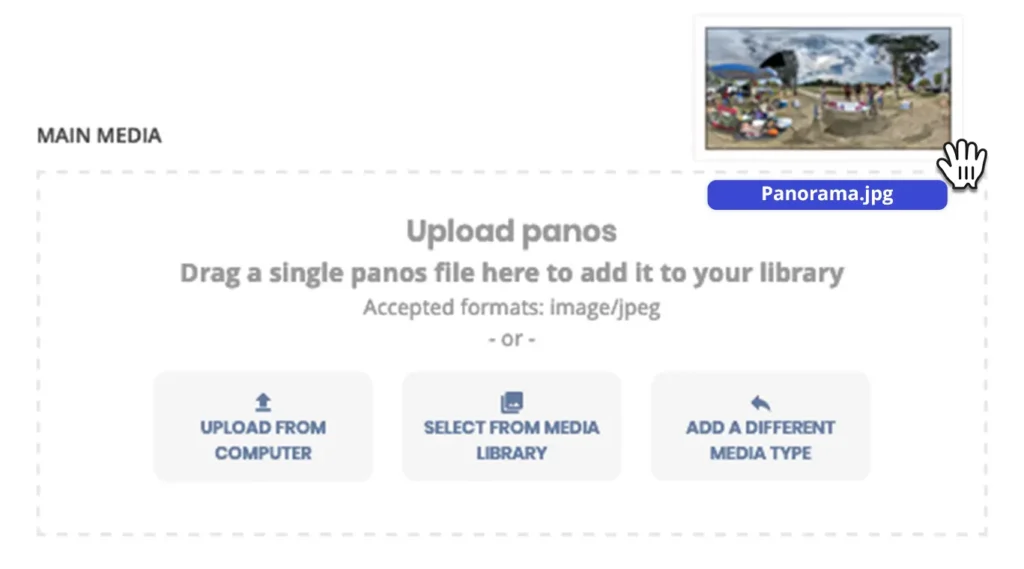 Upload panos Drag and drop