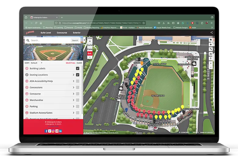 Indianapolis Indians Interactive Map on a laptop
