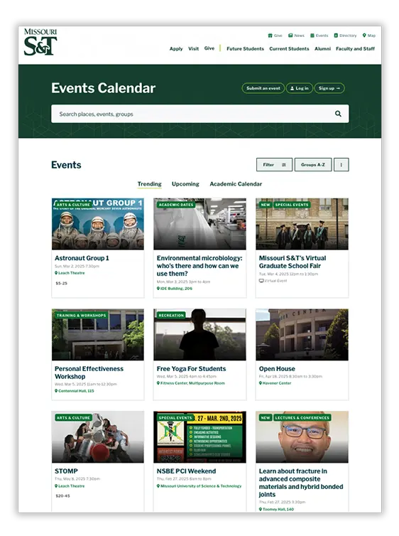 Screenshot of Missouri ST Calendar