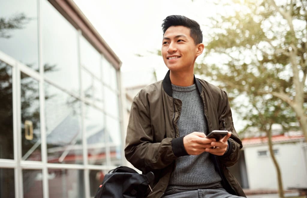 Students engaging with university departments after marketers strategize about how to market university programs