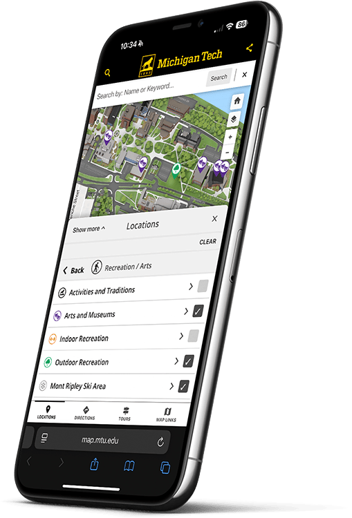 Interactive campus map on a phone