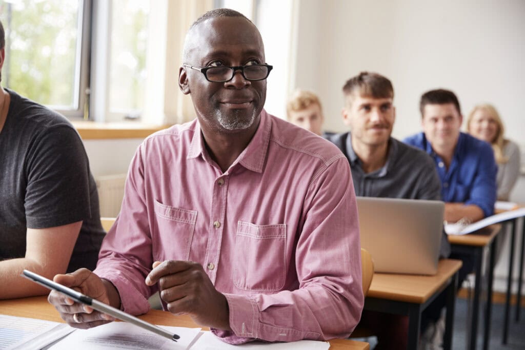 Older student engaging in more events and on-site seminars