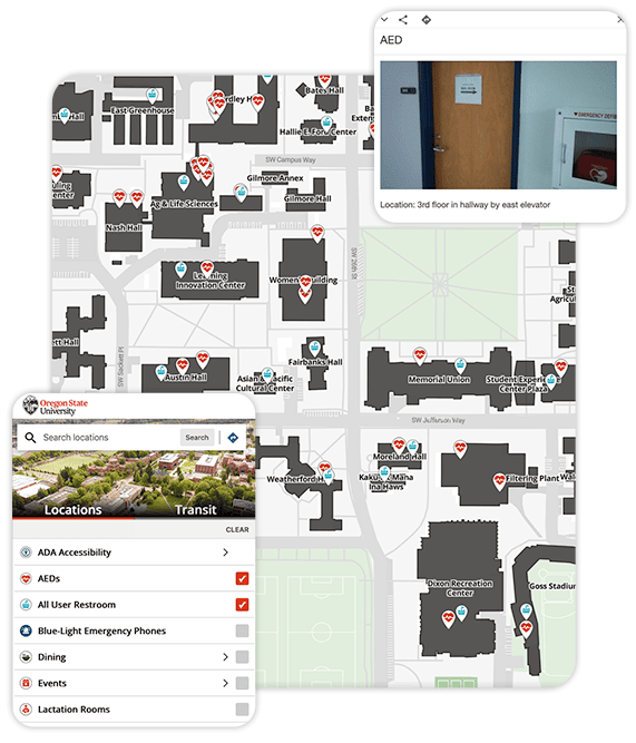 Screenshot of Oregon State's map showing the