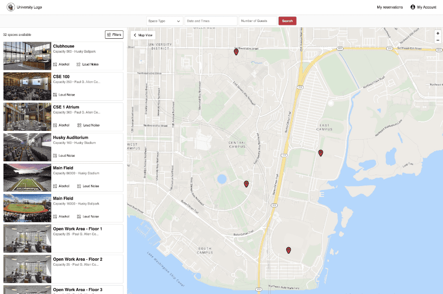 Room Reservation software with a map