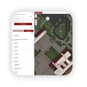 Interactive map showing wayfinding directions from outside to inside