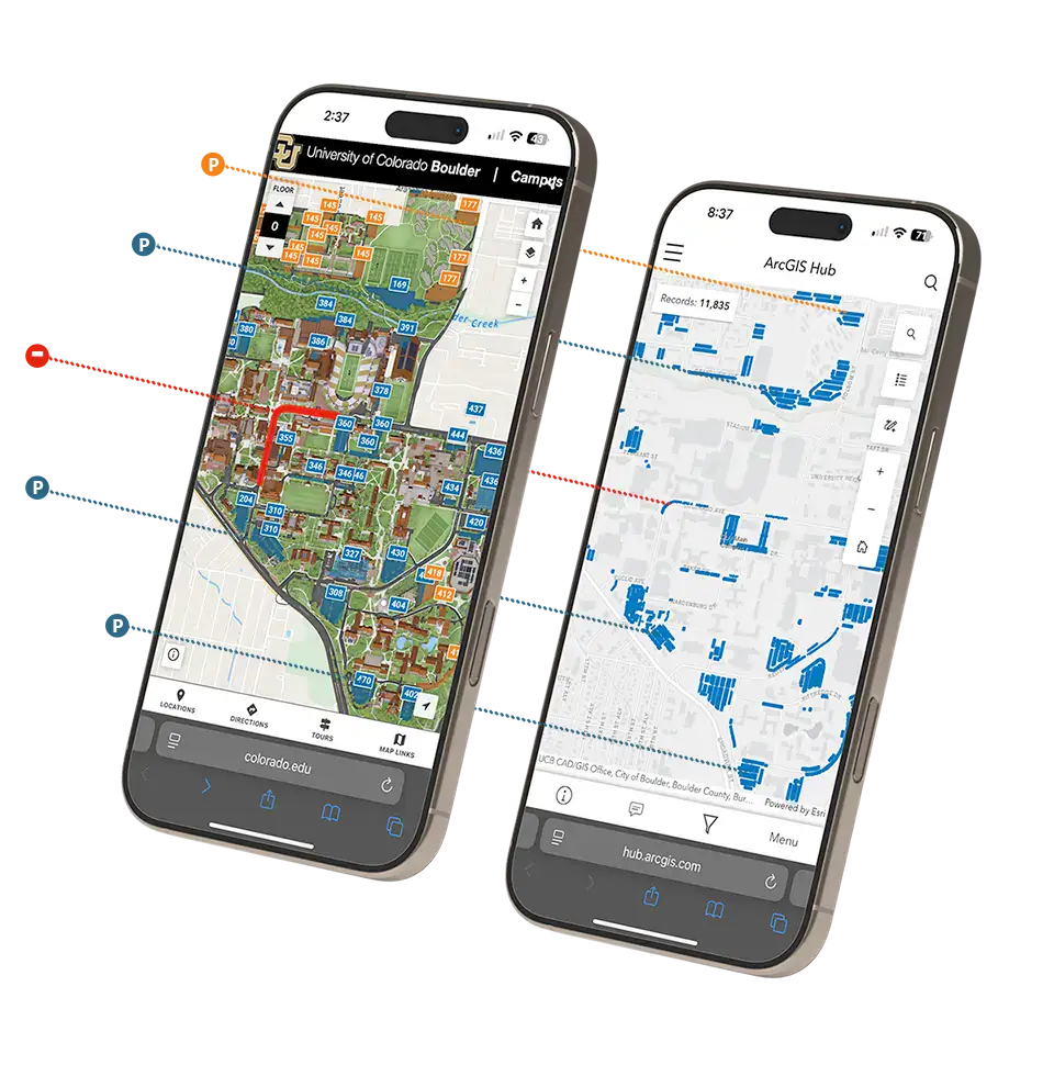 ArcGIS map showing data flowing into a Concept3D map