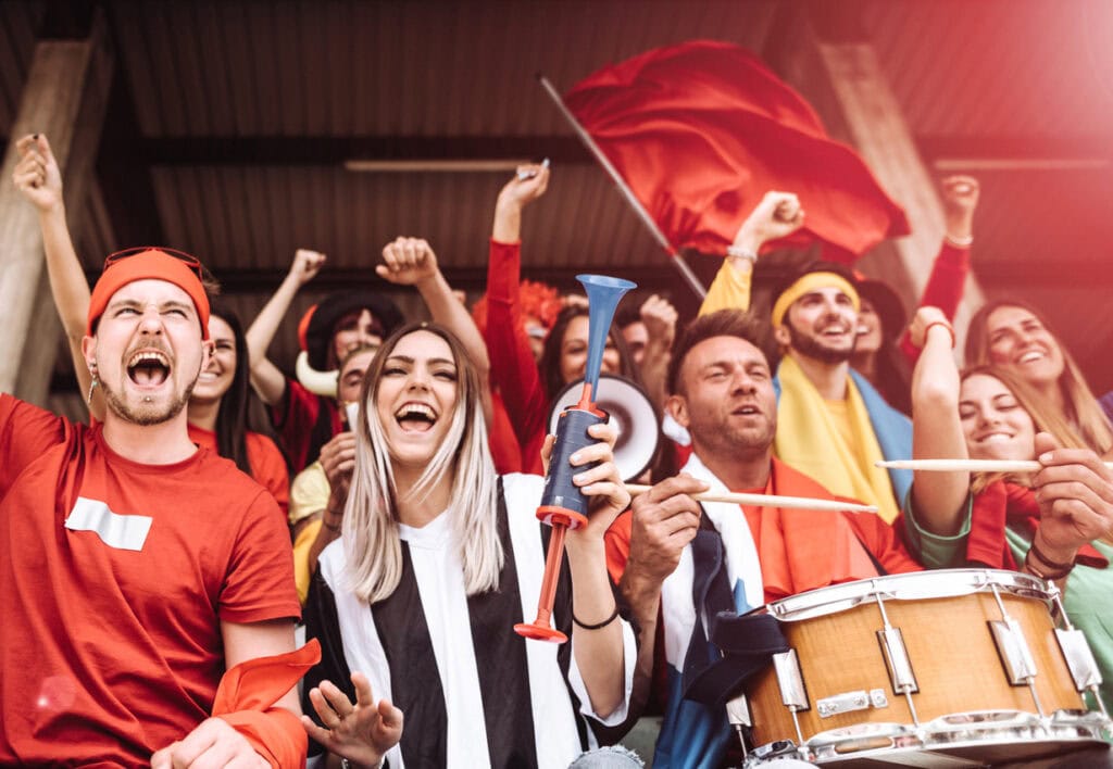 College students and alums celebrating university homecoming
