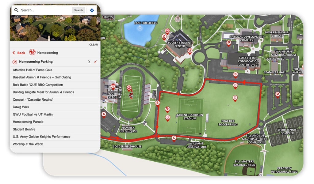 Interactive map showing a homecoming category