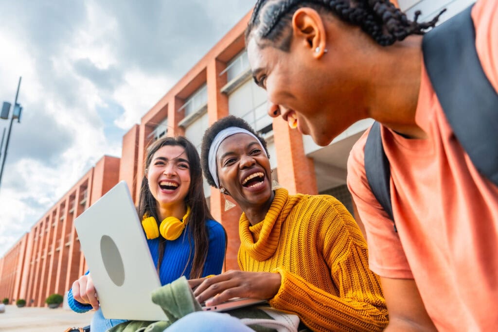 Freshmen participating in team-building events for college students