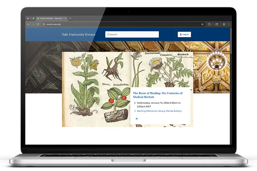Yale Events Calendar on a Laptop