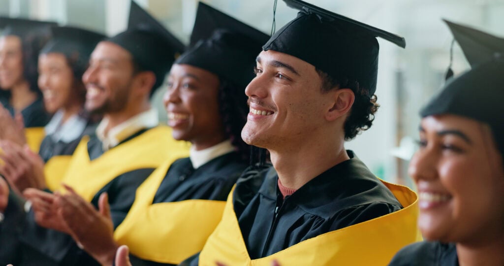 Graduating class at an accessible commencement ceremony
