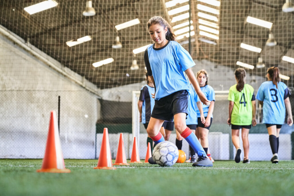 University hosting a soccer event for younger students on campus