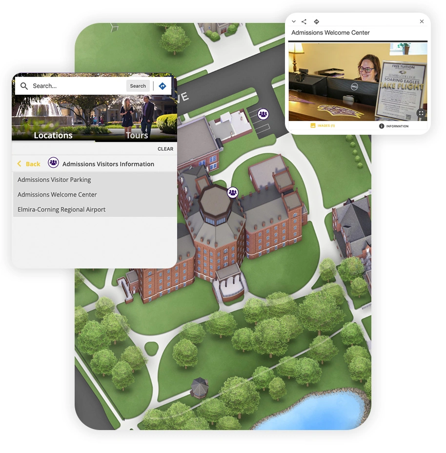 Admissions visitor information displayed on the map