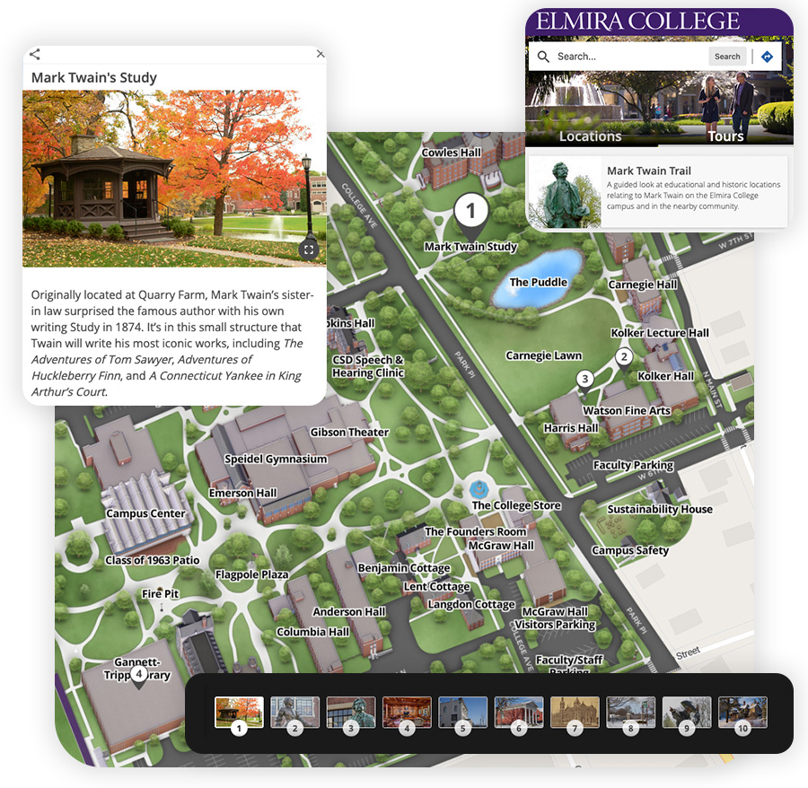 Mark Twain tour on Elmira College's Map