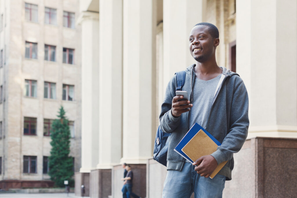Student benefiting from digital accessibility tools like a campus map