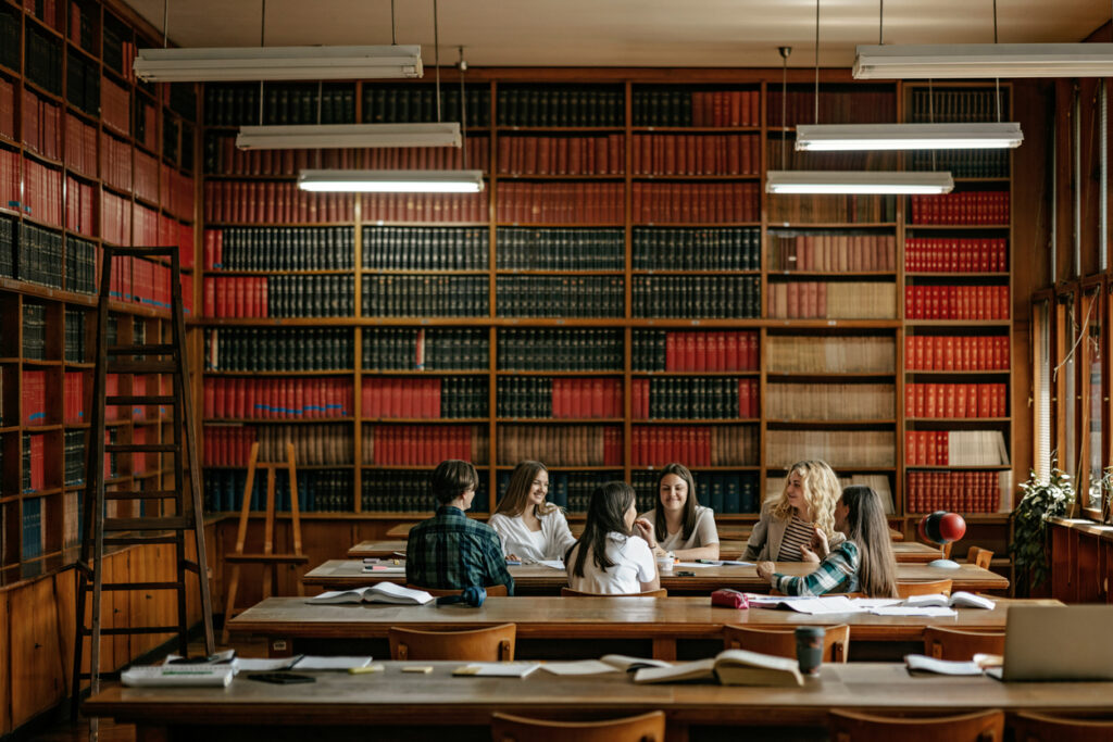 Study group reserving library space with a classroom utilization system