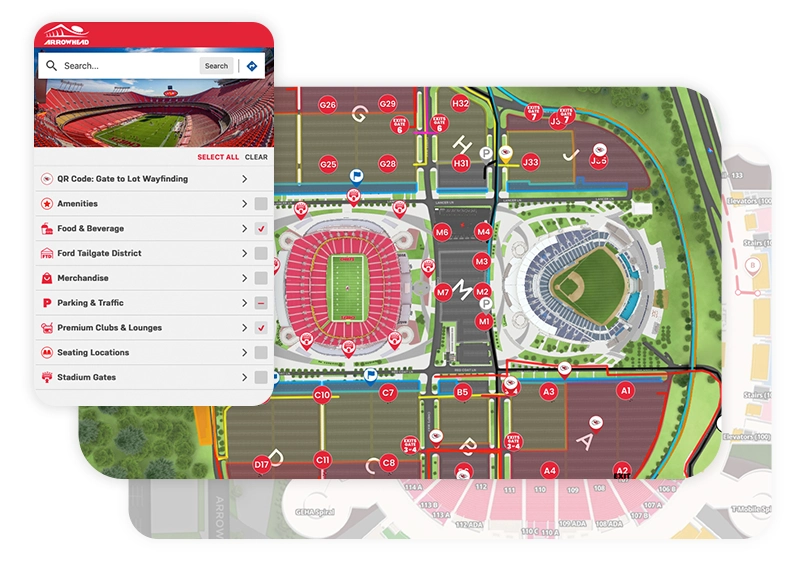 Interactive Map Showing gameday
