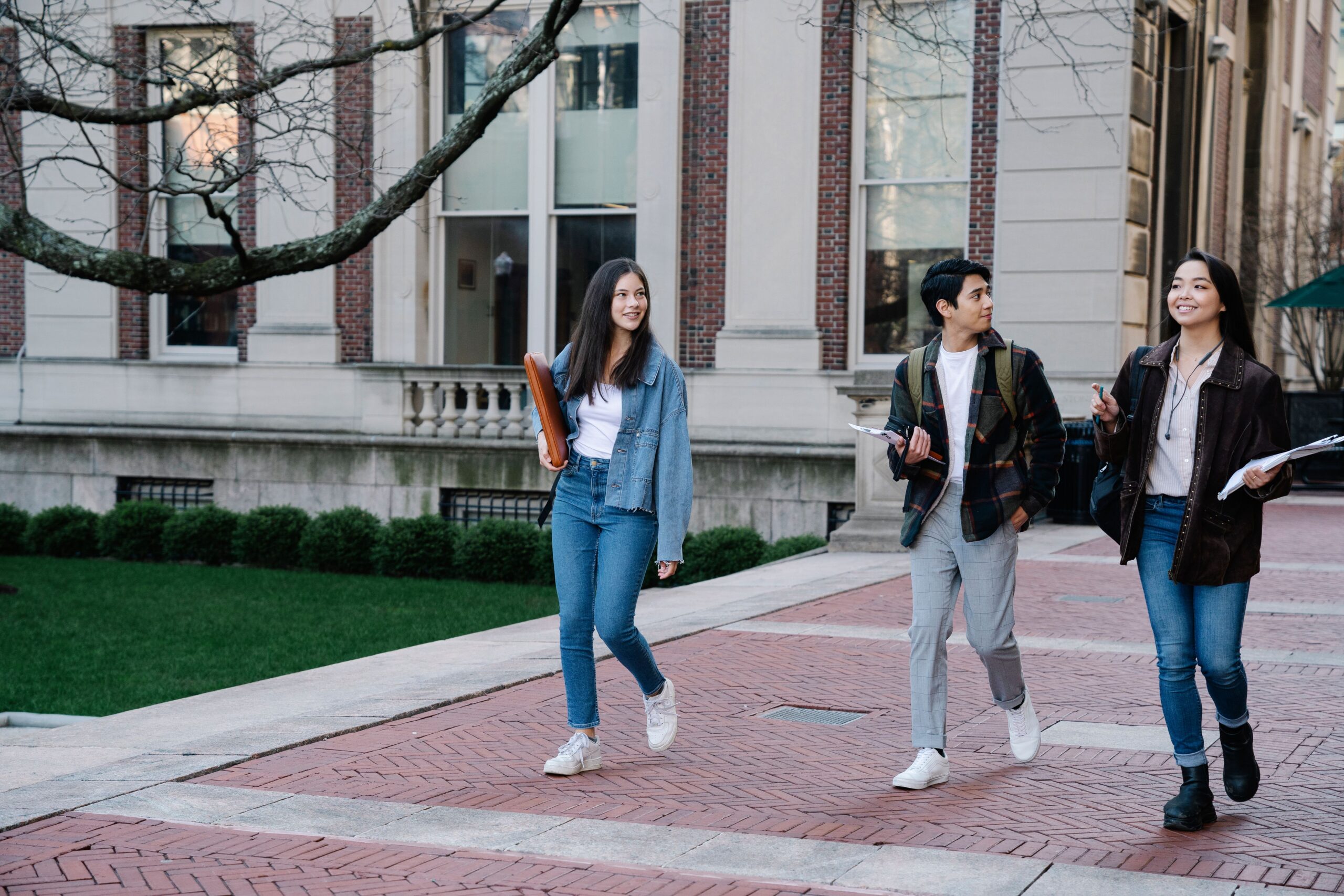 students walking on campus